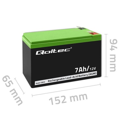 Akumulator żelowy | 12V | 7Ah | max.72A | AGM Qoltec Akumulator żelowy | 12V | 7Ah | max.72A | AGM Qoltec