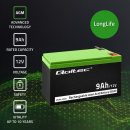 Akumulator żelowy | 12V | 9Ah | max.90A | AGM Qoltec