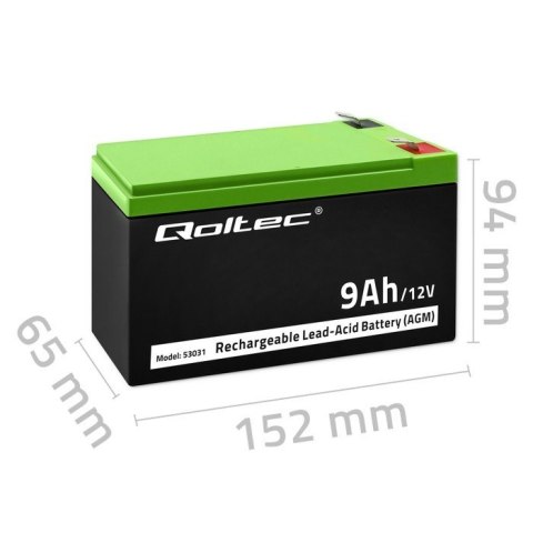 Akumulator żelowy | 12V | 9Ah | max.90A | AGM Qoltec Akumulator żelowy | 12V | 9Ah | max.90A | AGM Qoltec