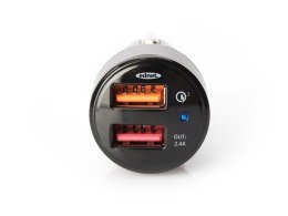 Ładowarka samochodowa Qualcomm Quick Charge 3.0, 2xUSB (3A/2.4A), czarno-srebrna EDNET
