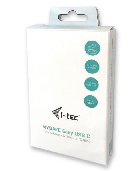MySafe USB-C 3.1 Gen. 2 Easy zewnętrzna obudowa na dysk 2,5" 9,5mm SATA I/II/III HDD I-tec MySafe USB-C 3.1 Gen. 2 Easy zewnętrzna obudowa na dysk 2,5" 9,5mm SATA I/II/III HDD I-tec