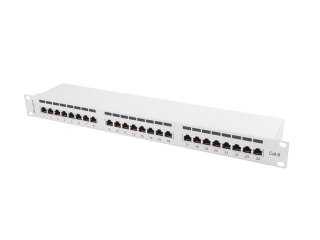 Patch Panel 24 Port 1U Kat.6 szary ekranowany Lanberg