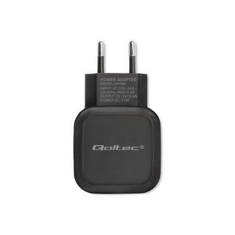 Ładowarka sieciowa 17W | 5V | 3.4A | 2xUSB Qoltec Ładowarka sieciowa 17W | 5V | 3.4A | 2xUSB Qoltec