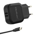 Ładowarka sieciowa 17W | 5V | 3.4A | 2xUSB + kabel Micro USB Qoltec