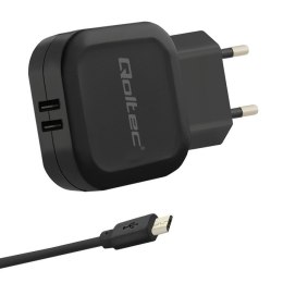 Ładowarka sieciowa 17W | 5V | 3.4A | 2xUSB + kabel Micro USB Qoltec
