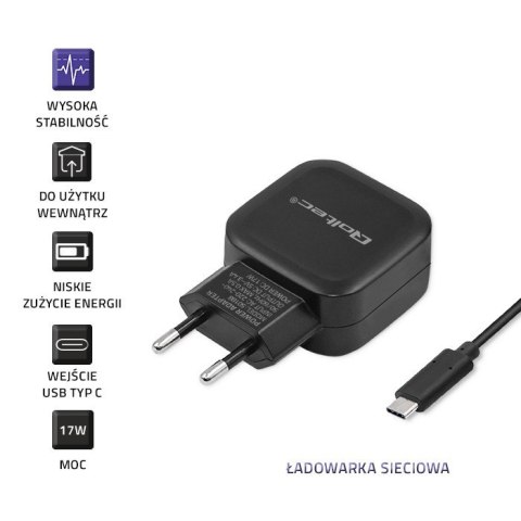 Ładowarka sieciowa 17W | 5V | 3.4A | 2xUSB + kabel USB typC Qoltec Ładowarka sieciowa 17W | 5V | 3.4A | 2xUSB + kabel USB typC Qoltec
