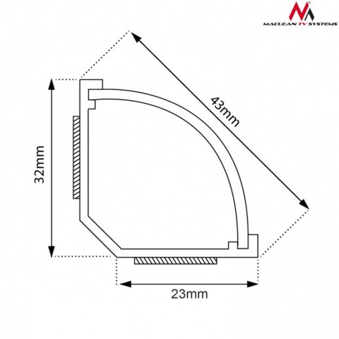 Listwa maskująca kanał kablowy 1.5m 43x23 mm Biała MCTV-575 z taśmą Maclean