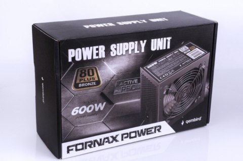 Zasilacz ATX 600W aktywne PFC 12 cm fan 80+Bronze color box Gembird