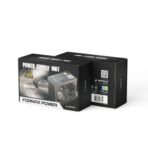 Zasilacz ATX 600W aktywne PFC 12 cm fan 80+Bronze color box Gembird