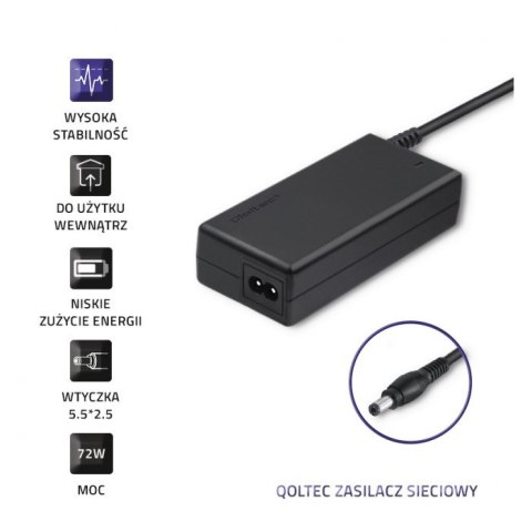 Zasilacz sieciowy 72W | 12V | 6A | 5.5*2.5 Qoltec Zasilacz sieciowy 72W | 12V | 6A | 5.5*2.5 Qoltec