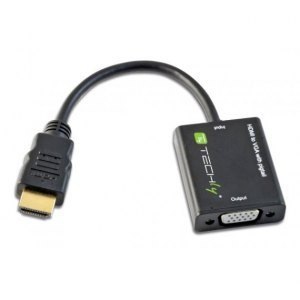 Adapter HDMI męski na VGA żeński, czarny, 10cm Techly