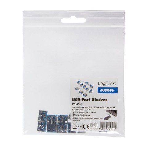 Blokada portów USB x10 bez klucza LogiLink Blokada portów USB x10 bez klucza LogiLink
