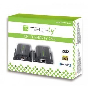 Extender HDMI po skrętce Cat.5e/6/6a/7 do 60m, z odbiornikiem IR, czarny Techly Extender HDMI po skrętce Cat.5e/6/6a/7 do 60m, z odbiornikiem IR, czarny Techly