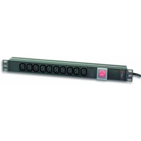 Listwa zasilająca Rack 19 cali do UPS 250V/10A, 10 gniazd, 2m czarna Techly