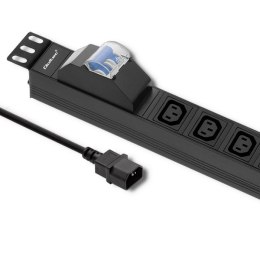 Listwa zasilająca do Rack 19cali | circuit breaker | 1U | 10A | PDU | 8xIEC C13 | 2m Qoltec
