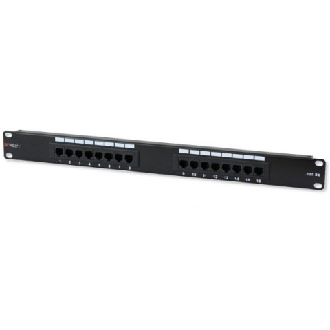Patch panel 1U UTP 16xR J45 Cat.5e, czarny Techly