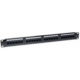 Patch panel 1U UTP 24xR J45 Cat.6, czarny Techly