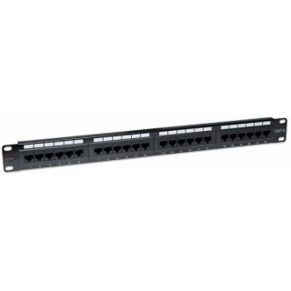 Patch panel 1U UTP 24xR J45 Cat.6, czarny Techly
