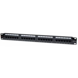 Patch panel 1U UTP 24xR J45 Cat.6, czarny Techly
