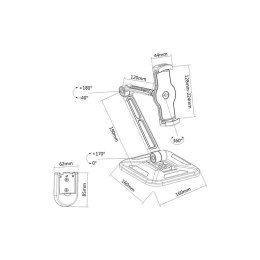 Ramię biurkowe/ścienne do Tabletu i iPad 4,7-12cali regulowane czarne Techly