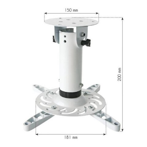 Ramię do projektora 20 cm, sufitowe, 15kg białe Techly