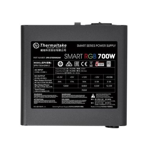 Smart 700W RGB (80+ 230V EU, 2xPEG, 120mm, Single Rail) Thermaltake