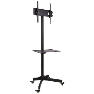 Stojak mobilny LCD/LED 23-55cali regulowany z półką, czarny Techly