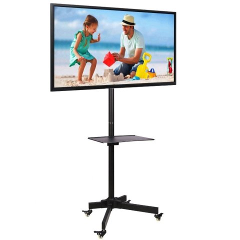 Stojak mobilny LCD/LED 23-55cali regulowany z półką, czarny Techly Stojak mobilny LCD/LED 23-55cali regulowany z półką, czarny Techly