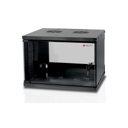 Szafka wisząca ECO 19cali 6U/450mm szklane drzwi zmontowana czarna Techly