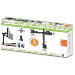 Uchwyt biurkowy LCD/LED 13-27 cali podwójny 2x10kg, czarny Techly