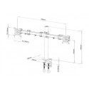 Uchwyt biurkowy LCD/LED 13-27 cali podwójny 2x10kg, czarny Techly