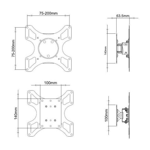 Uchwyt ścienny LCD/LED 13-37cali slim, 25kg, czarny Techly