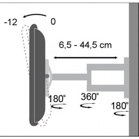 Uchwyt ścienny LCD/LED 19-37cali, podwójne ramię, regulowany, biały Techly Uchwyt ścienny LCD/LED 19-37cali, podwójne ramię, regulowany, biały Techly