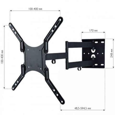 Uchwyt ścienny LCD/LED 23-55cali podwójne ramię, 45kg, czarny Techly Uchwyt ścienny LCD/LED 23-55cali podwójne ramię, 45kg, czarny Techly