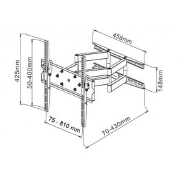 Uchwyt ścienny LCD/LED 42-70cali regulowany, 70kg, czarny Techly