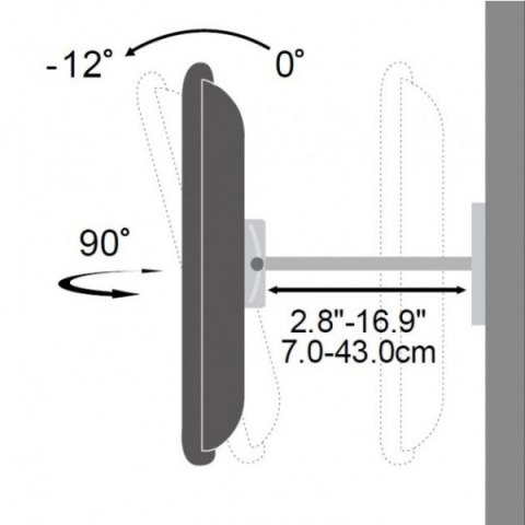 Uchwyt ścienny LCD/LED 42-70cali regulowany, 70kg, czarny Techly