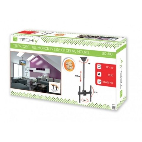 Uchwyt sufitowy LCD/LED 32-55cali czarny, 50kg Techly Uchwyt sufitowy LCD/LED 32-55cali czarny, 50kg Techly