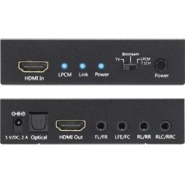 HDMI 4K audio extractor SPDIF Toslink, 4x Jack 3.5mm, LPCM 5.1CH / 7.1CH Techly