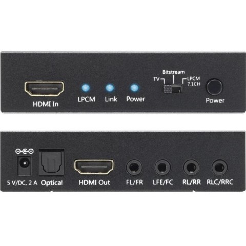 HDMI 4K audio extractor SPDIF Toslink, 4x Jack 3.5mm, LPCM 5.1CH / 7.1CH Techly HDMI 4K audio extractor SPDIF Toslink, 4x Jack 3.5mm, LPCM 5.1CH / 7.1CH Techly