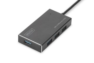 HUB/Koncentrator 4-portowy USB 3.0 SuperSpeed, aktywny, aluminium Digitus