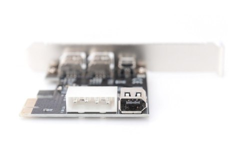 Karta (Kontroler) Firewire (400) PCI Exp., 2xZew. 1xZew.(Mini) IEEE1394a 6pin+Mini,Low Profile,VT6308P Digitus