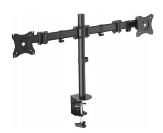 Stojak biurkowy podwójny z zaciskiem, 2xLCD, max. 27", max. obciążenie 8kg,uchylno-obrotowy 360° Digitus