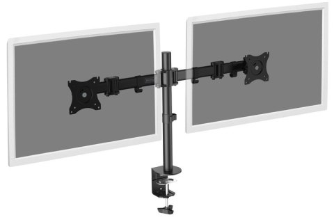 Stojak biurkowy podwójny z zaciskiem, 2xLCD, max. 27", max. obciążenie 8kg,uchylno-obrotowy 360° Digitus