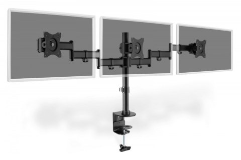 Stojak biurkowy potrójny z zaciskiem, 3xLCD, max. 27, max. obciążenie 8kg, uchylno-obrotowy 360 Digitus