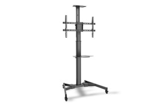 Stojak mobilny pojedynczy z półką, 1xLCD, max. 70", max. 50kg, VESA max. 600x400 pivot Digitus