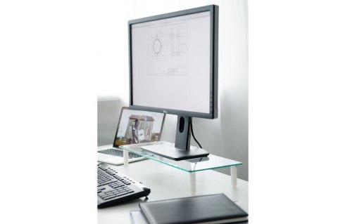 Szklana podstawa dla monitora, powierzchnia robocza: 56x21cm, max. obciążenie: 20kg Digitus