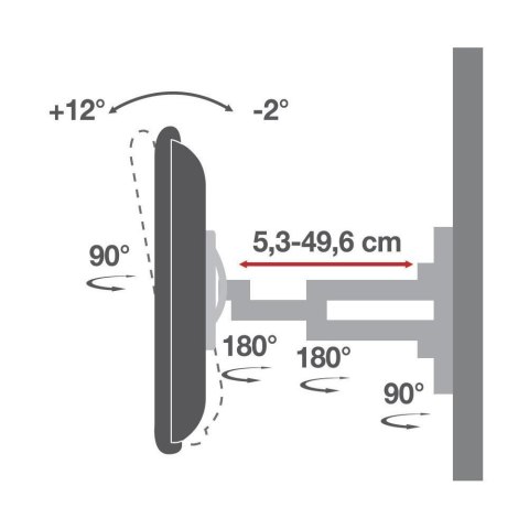 Uchwyt ścienny do TV LCD/LED 40-80cali 50kg VESA pełna regulacja czarny Techly Uchwyt ścienny do TV LCD/LED 40-80cali 50kg VESA pełna regulacja czarny Techly