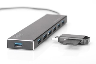 HUB/Koncentrator 7-portowy USB 3.0 SuperSpeed, aktywny, aluminium Digitus