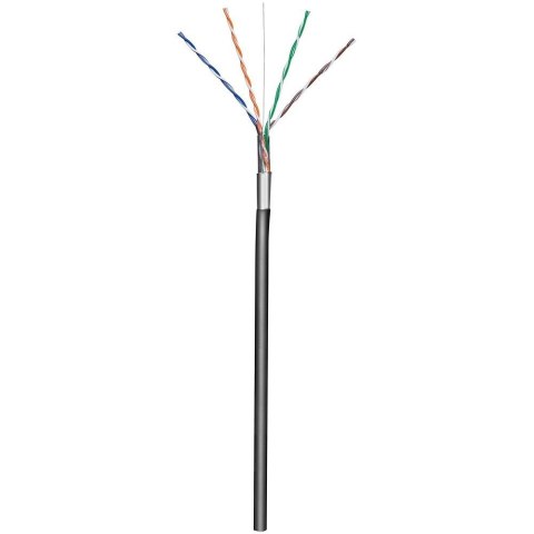 Kabel skrętka zewnętrzna F/UTP Cat5e 4x2 drut CCA 305m czarny Techly
