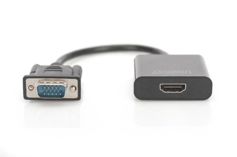 Konwerter/adapter audio-video VGA do HDMI, 1080p FHD, z audio 3.5mm MiniJack Digitus
